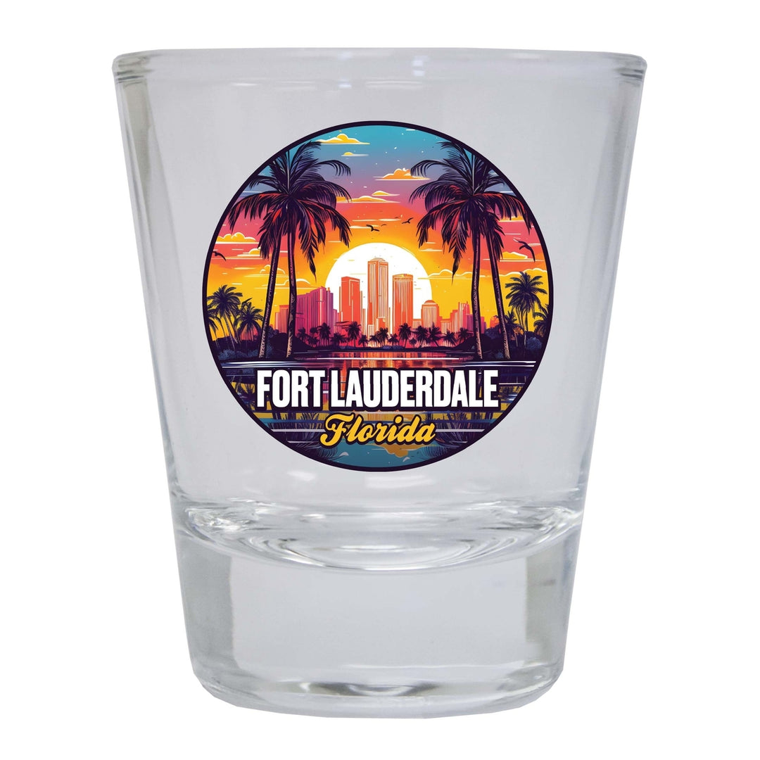 Fort Lauderdale Florida Design B Souvenir 2 Ounce Shot Glass Round Image 4