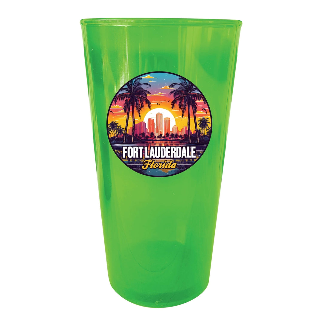 Fort Lauderdale Florida Design B Souvenir Plastic 16 oz pint Image 3