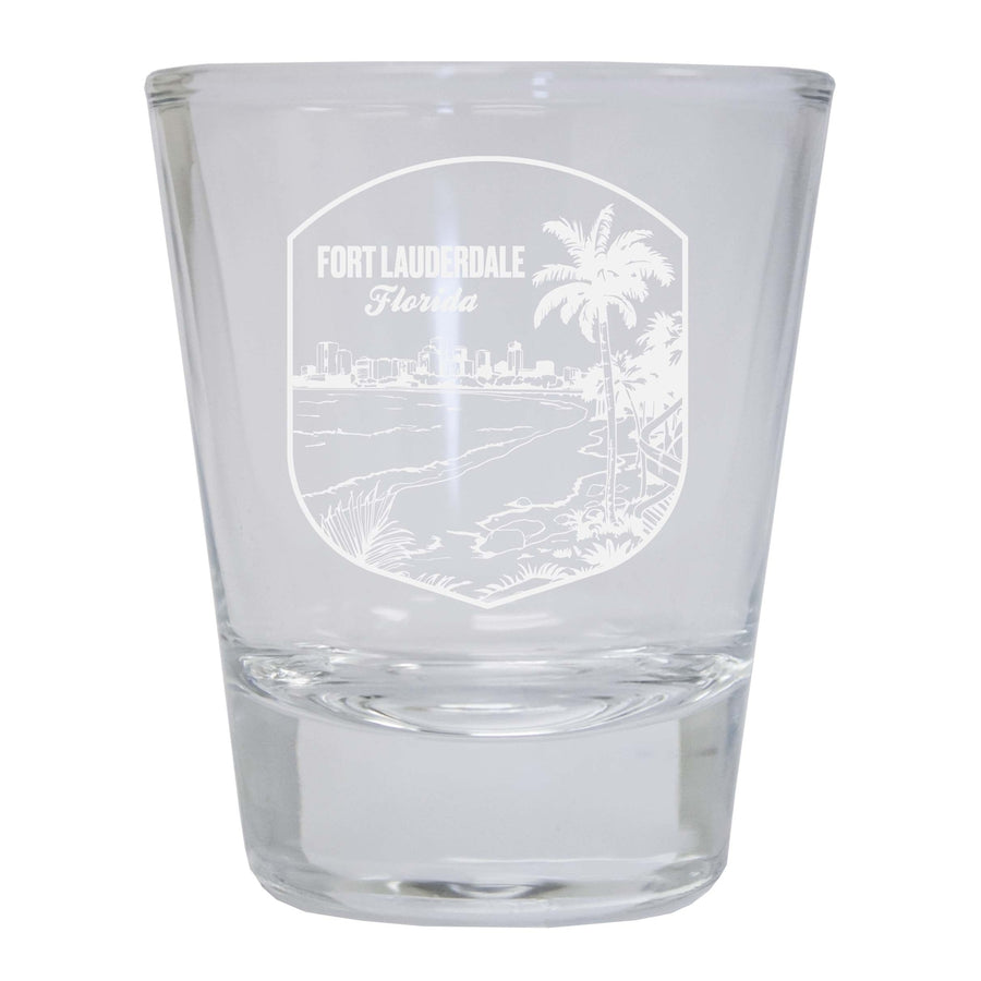 Fort Lauderdale Souvenir 2 Ounce Engraved Shot Glass Round Image 1