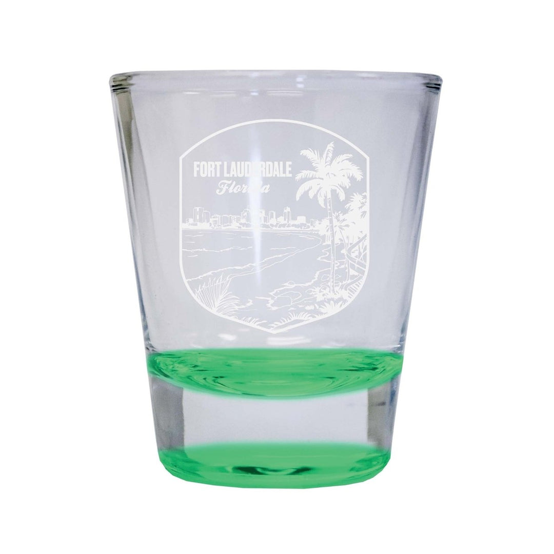 Fort Lauderdale Souvenir 2 Ounce Engraved Shot Glass Round Image 1