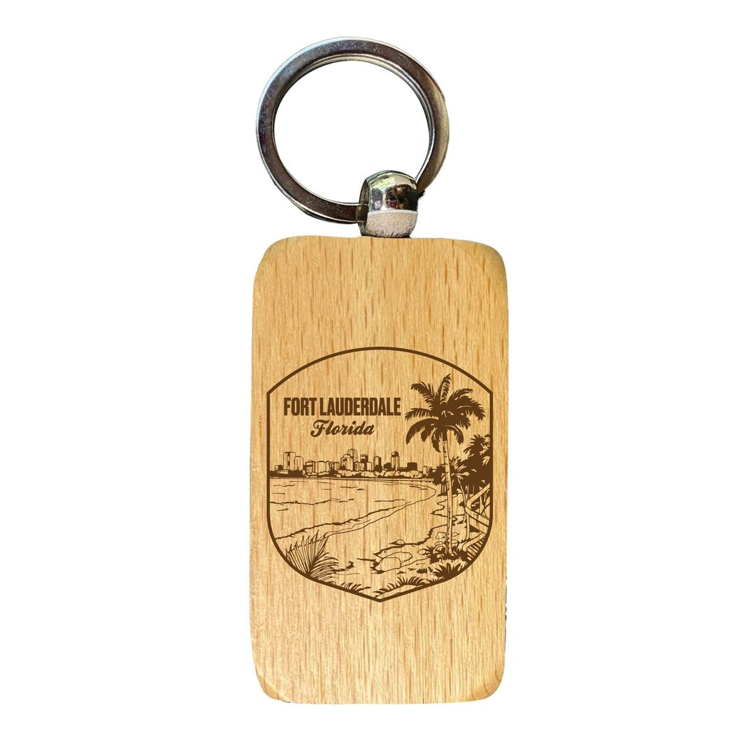 Fort Lauderdale Souvenir 2.5x1-Inch Souvenir Engraved Wooden Keychain Image 1