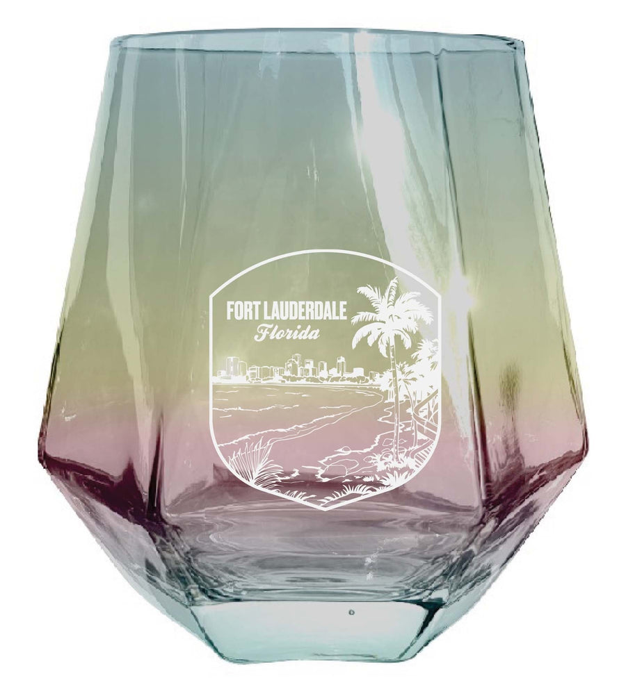 Fort Lauderdale Souvenir Stemless Diamond Wine Glass Engraved 15 oz Image 1