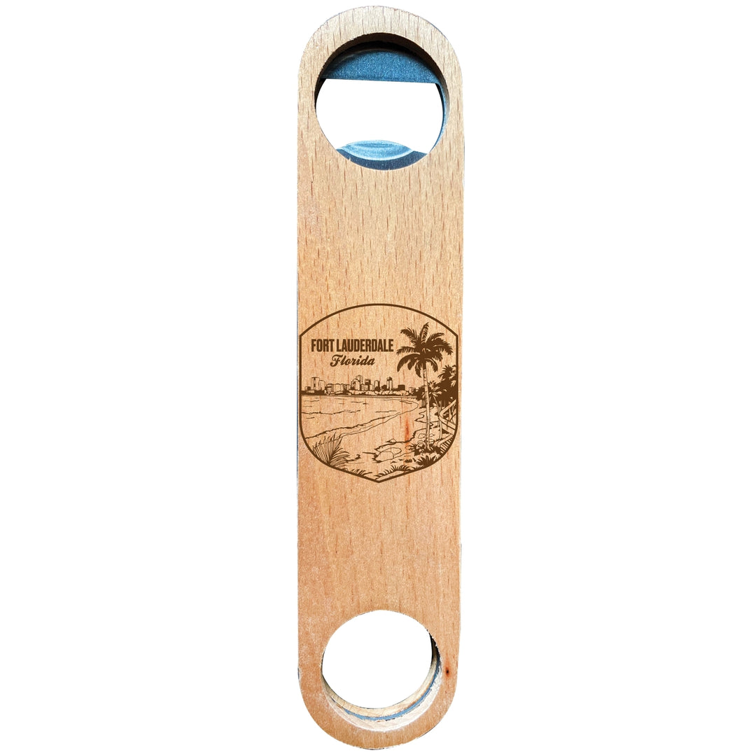 Fort Lauderdale Souvenir Engraved Wooden Bottle Opener Image 1