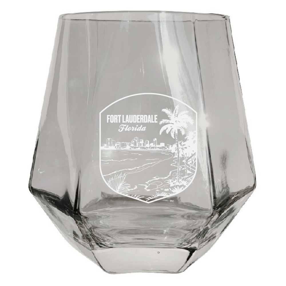 Fort Lauderdale Souvenir Stemless Diamond Wine Glass Engraved 15 oz Image 2