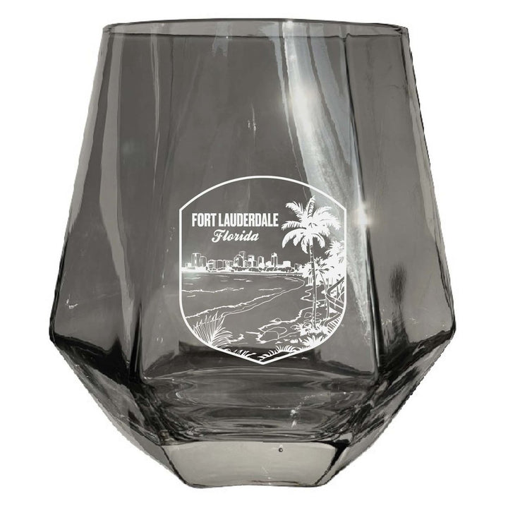 Fort Lauderdale Souvenir Stemless Diamond Wine Glass Engraved 15 oz Image 3