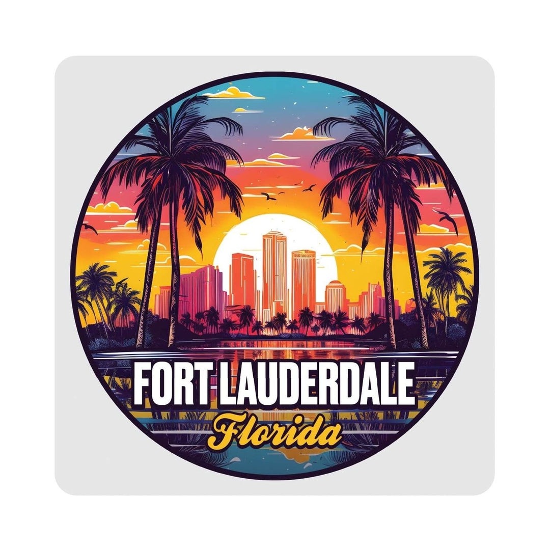 Fort Lauderdale Florida Design B Souvenir 4x4-Inch Coaster Acrylic 4 Pack Image 1