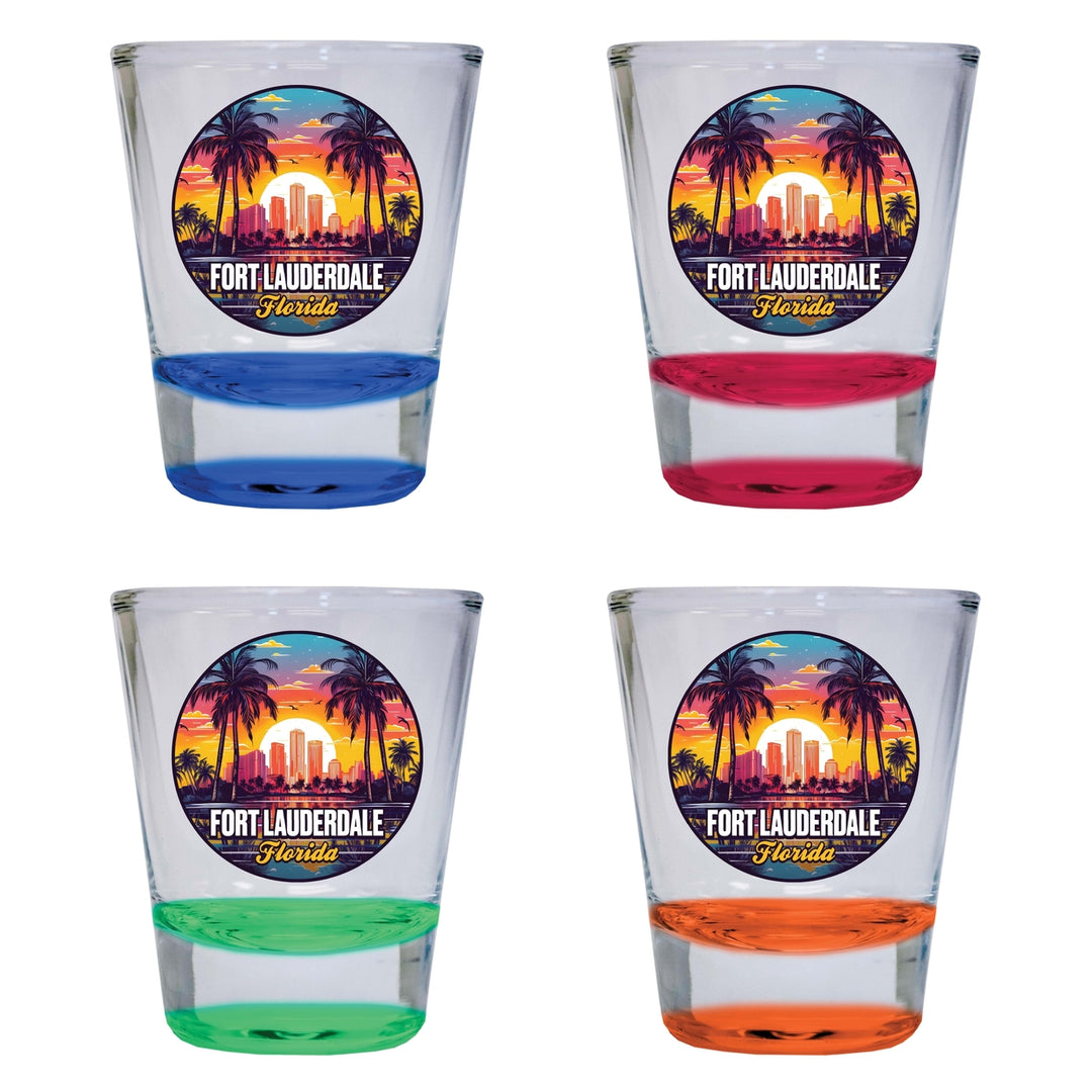 Fort Lauderdale Florida Design B Souvenir 2 Ounce Shot Glass Round 4-Pack Multicolor Image 1