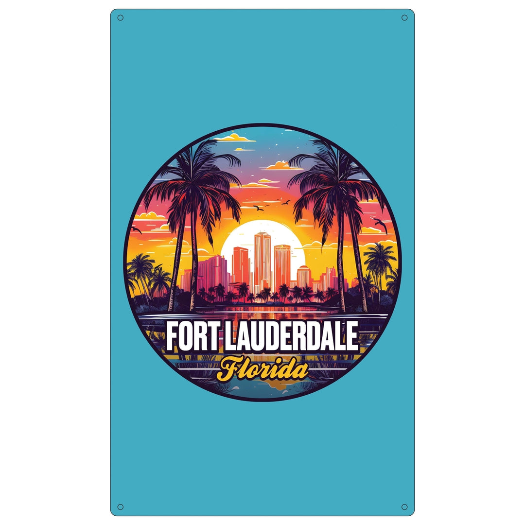 Fort Lauderdale Florida Design B Souvenir Metal Sign 9 x 15 Image 1