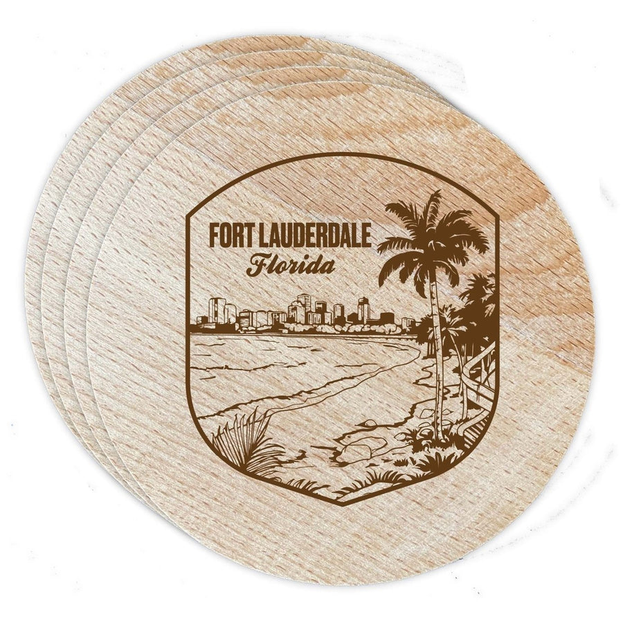 Fort Lauderdale Souvenir Etched Coaster Wooden 3.5 x 3.5-Inch 4 Pack Image 1