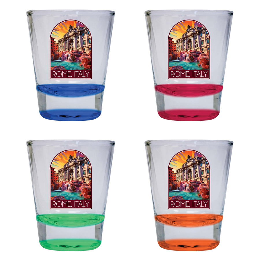 Rome Italy Design B Souvenir 2 Ounce Shot Glass Round 4-Pack Multicolor Image 1