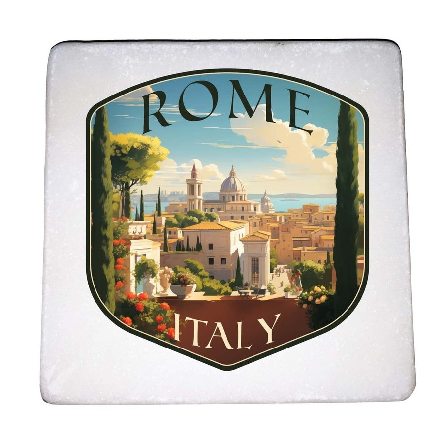 Rome Italy Design C Souvenir 4x4-Inch Coaster Marble 4 Pack Image 1