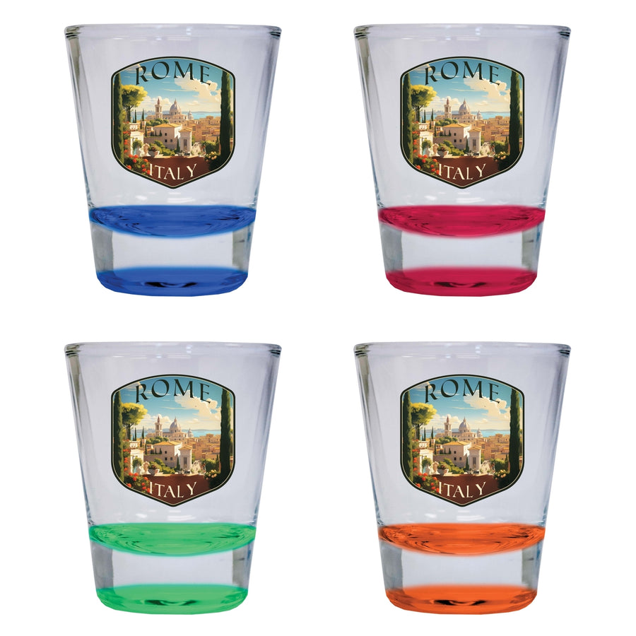 Rome Italy Design C Souvenir 2 Ounce Shot Glass Round 4-Pack Multicolor Image 1