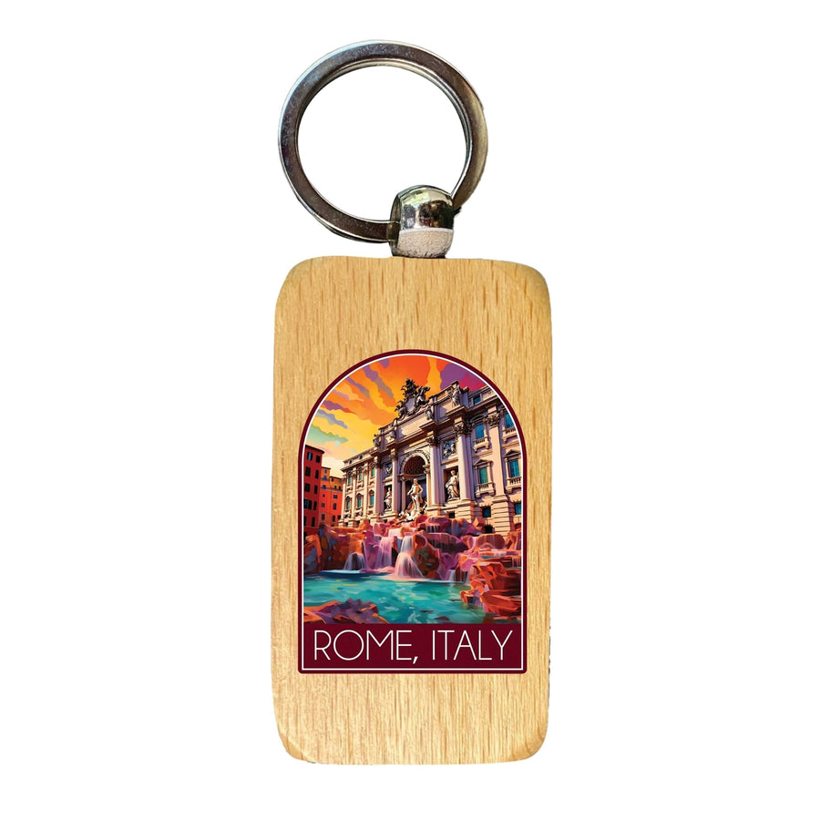 Rome Italy Design B Souvenir 2.5x1-Inch Souvenir Wooden Keychain Image 1