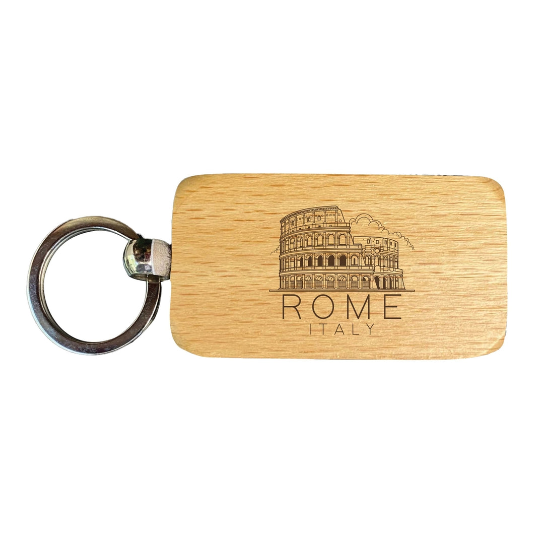 Rome Italy Souvenir 2.5x1-Inch Souvenir Engraved Wooden Keychain Image 1