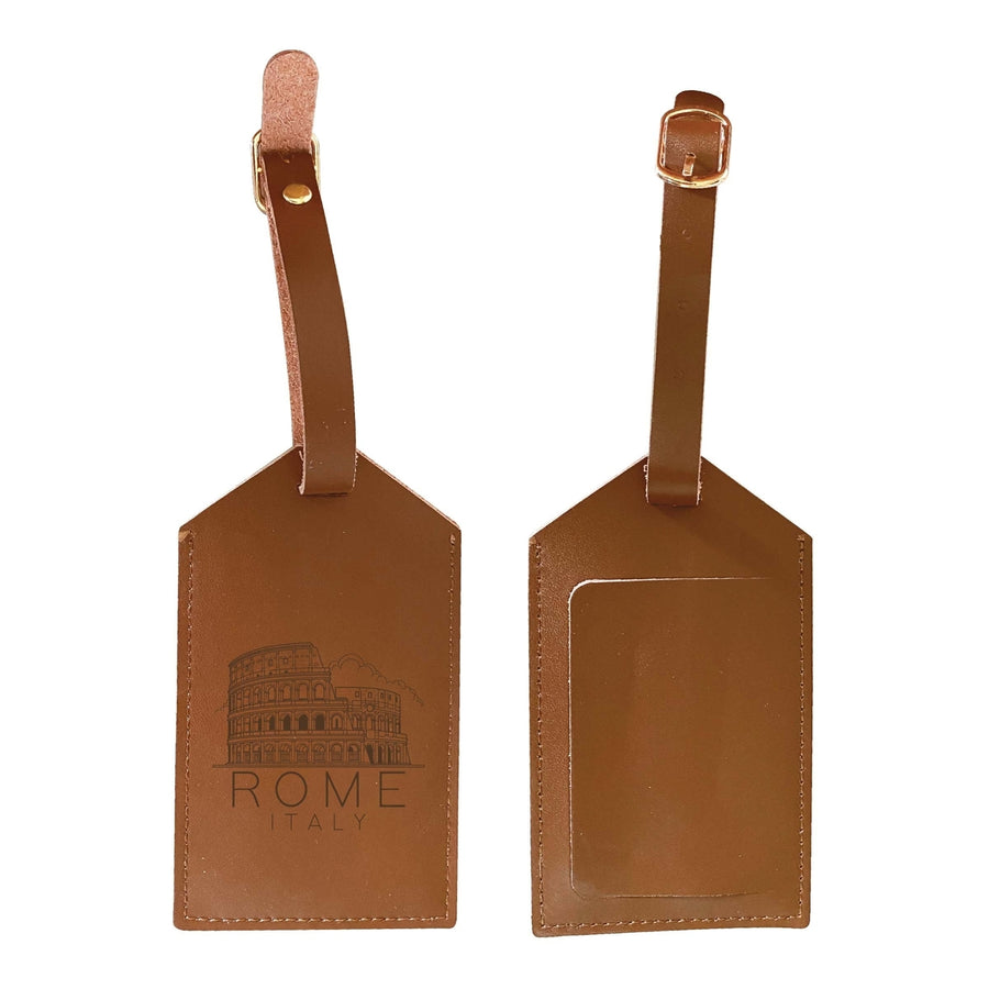 Rome Italy Souvenir Engraved Leather Luggage Tag Image 1