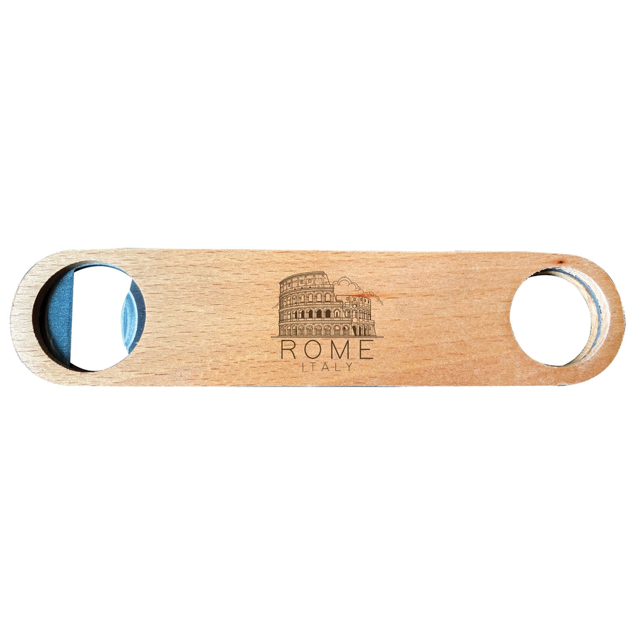 Rome Italy Souvenir Engraved Wooden Bottle Opener Image 1