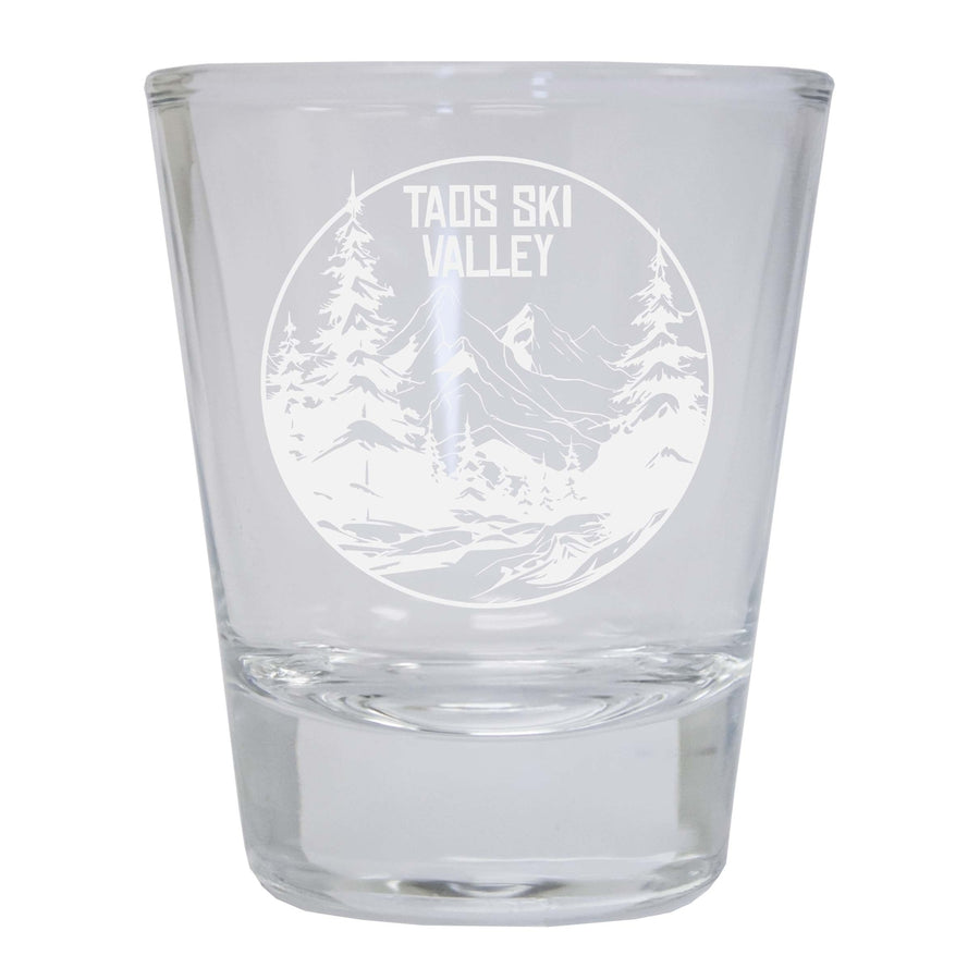 Taos Ski Valley Souvenir 2 Ounce Engraved Shot Glass Round Image 1