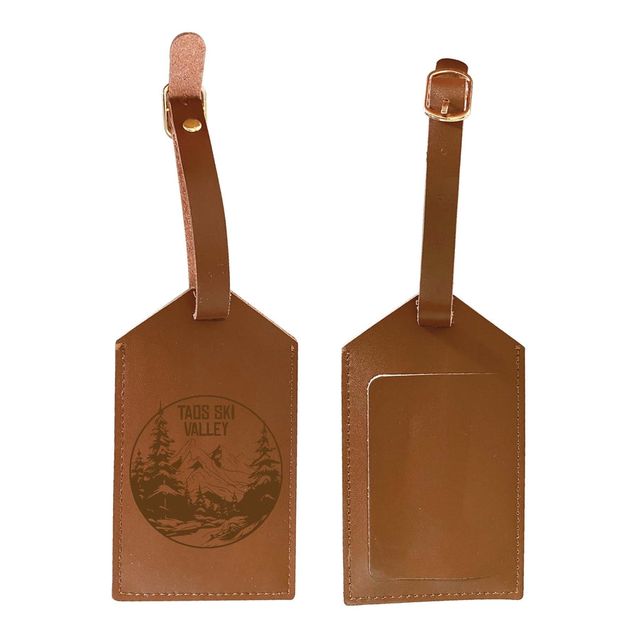 Taos Ski Valley Souvenir Engraved Leather Luggage Tag Image 1