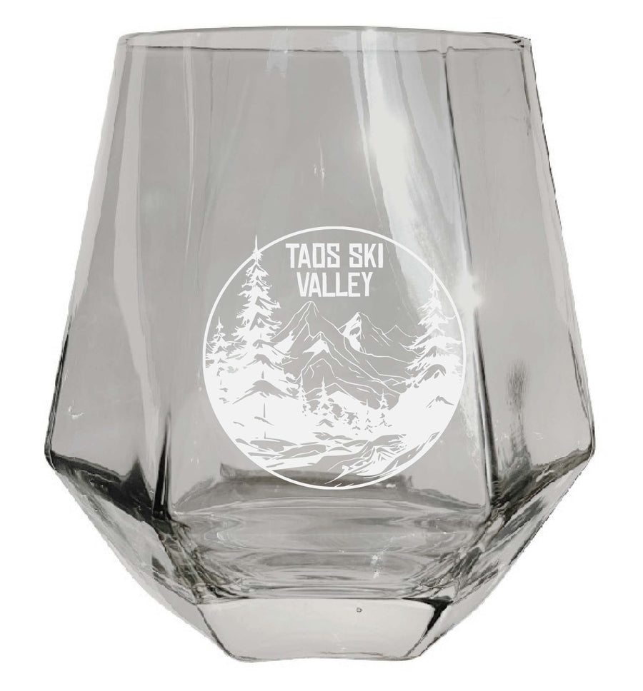 Taos Ski Valley Souvenir Stemless Diamond Wine Glass Engraved 15 oz Image 1