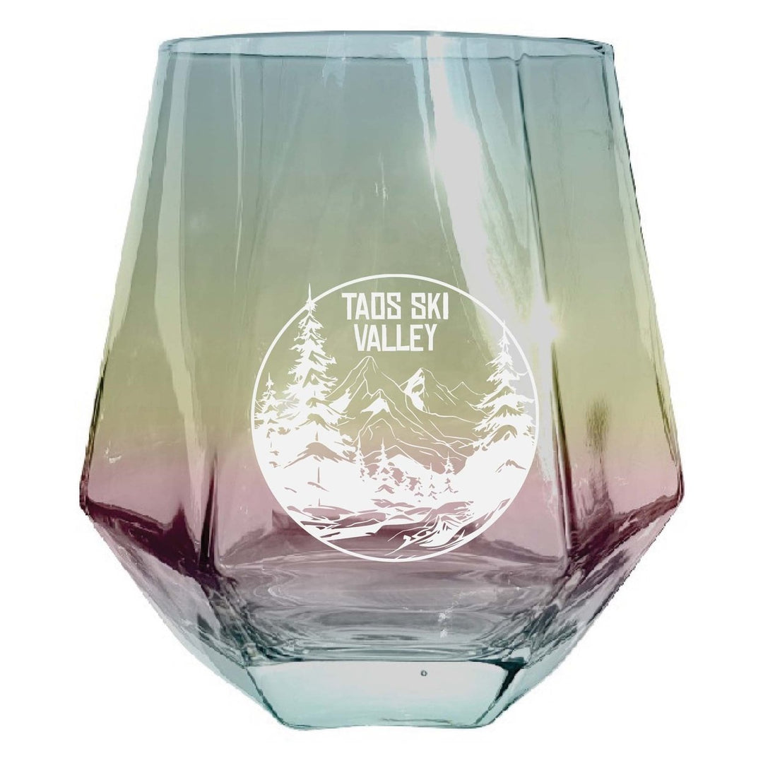 Taos Ski Valley Souvenir Stemless Diamond Wine Glass Engraved 15 oz Image 3