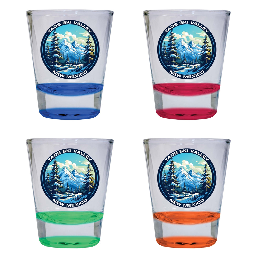 Taos Ski Valley Design A Souvenir 2 Ounce Shot Glass Round 4-Pack Multicolor Image 1