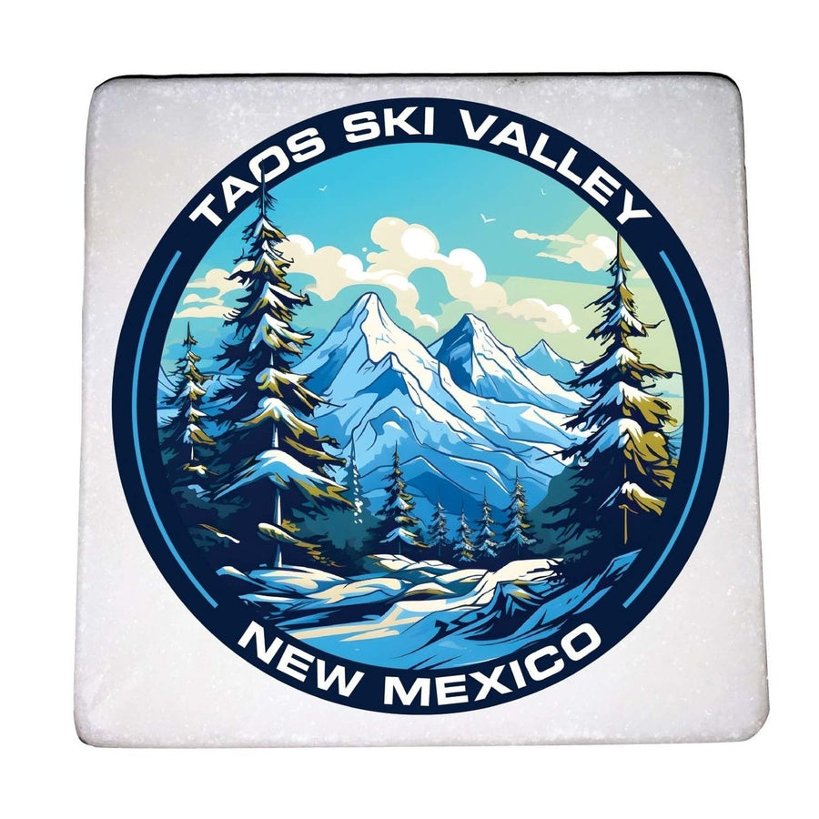 Taos Ski Valley Design A Souvenir 4x4-Inch Coaster Marble 4 Pack Image 1