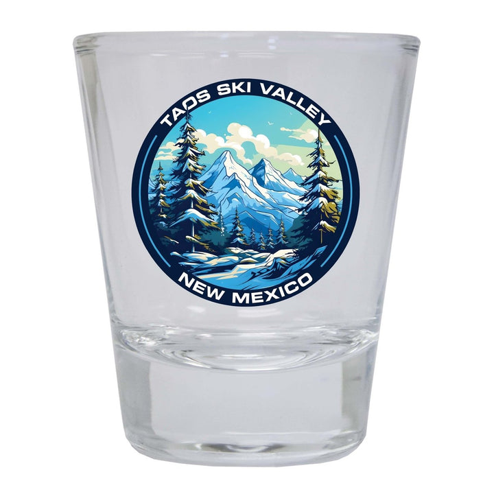 Taos Ski Valley Design A Souvenir 2 Ounce Shot Glass Round Image 1