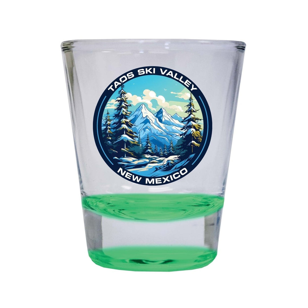 Taos Ski Valley Design A Souvenir 2 Ounce Shot Glass Round Image 1