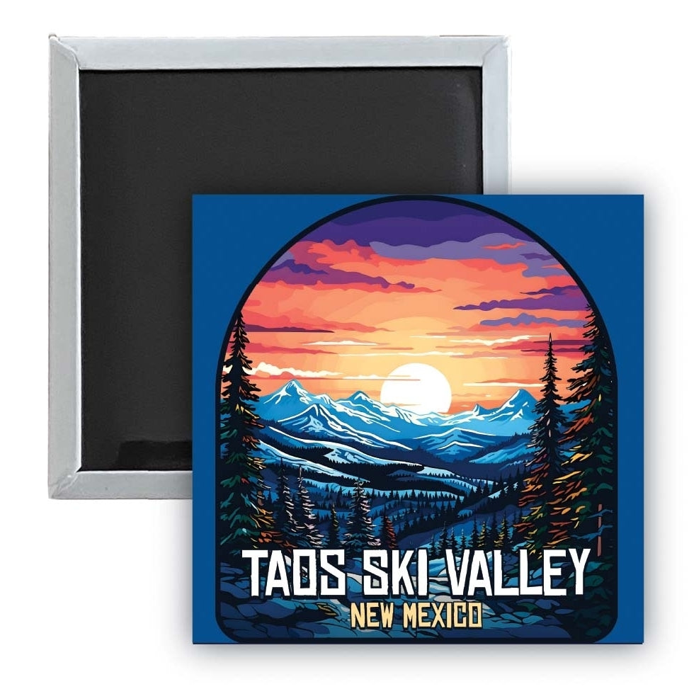 Taos Ski Valley Design B Souvenir 2.5 x 2.5-Inch Fridge Magnet Image 1