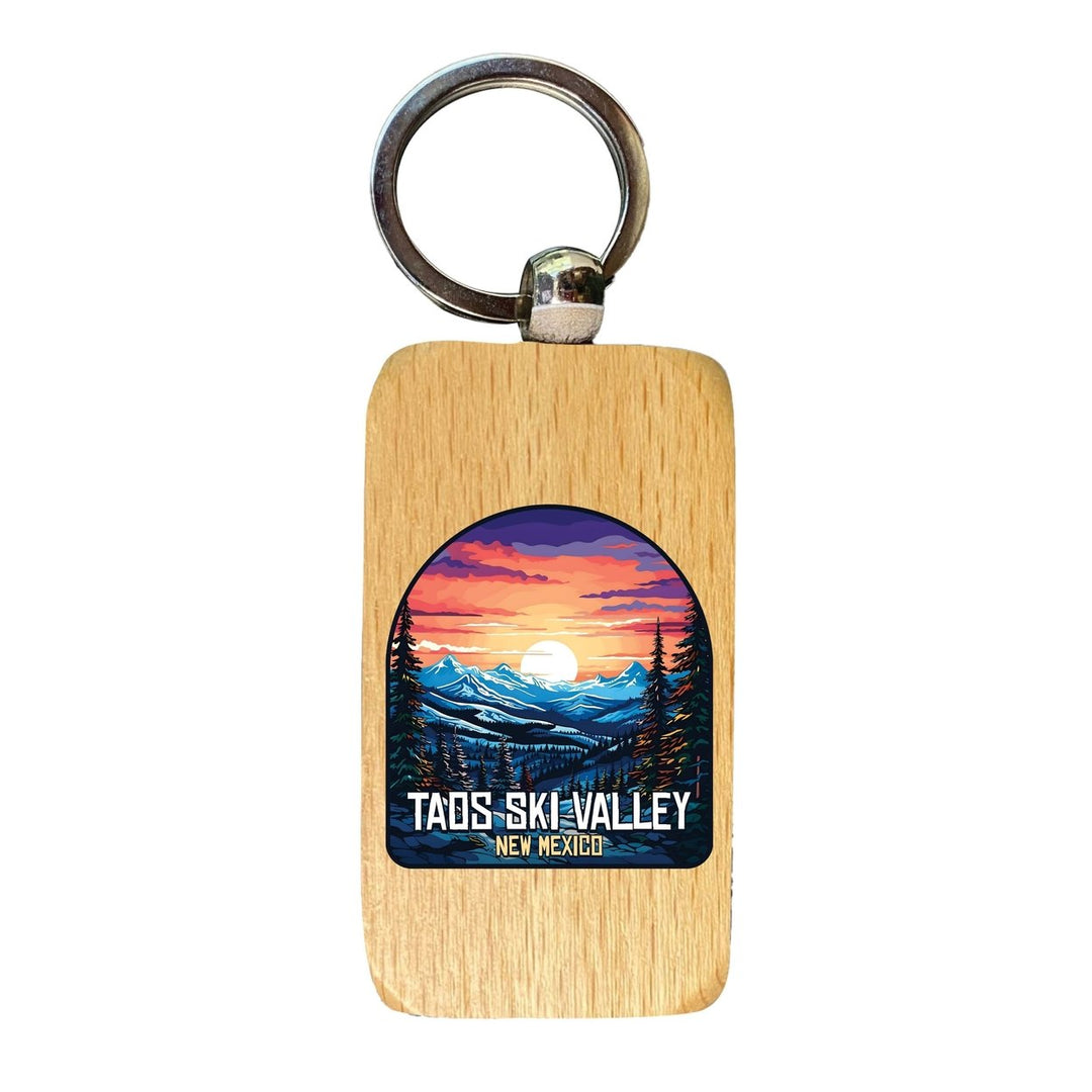 Taos Ski Valley Design B Souvenir 2.5x1-Inch Souvenir Wooden Keychain Image 1