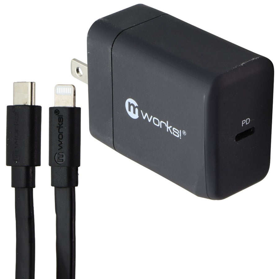mWorks! mPower! PD Wall Charger and 6-Ft USB-C to Lightning 8-Pin Cable - Black Image 1