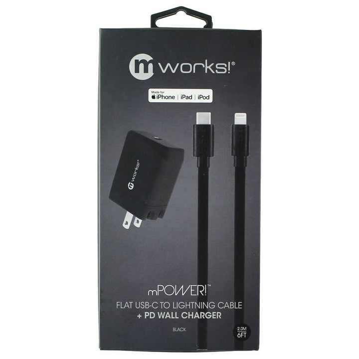 mWorks! mPower! PD Wall Charger and 6-Ft USB-C to Lightning 8-Pin Cable - Black Image 2