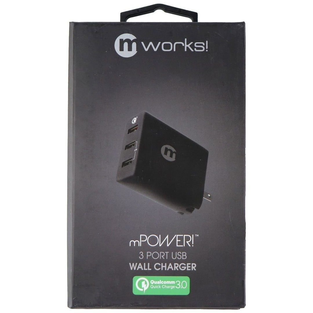 mWorks! mPOWER! 3 Port Quick Charge Wall Charger - Black Image 1