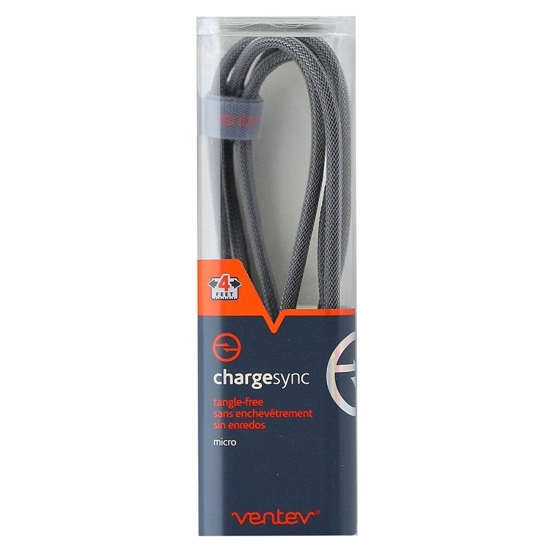 Ventev (523384) 4Ft Charge Sync Cable for Micro USB Devices Cable - Steel Gray Image 1