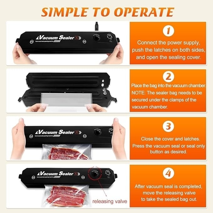 Automatic Vacuum Sealer Machine Compact Vacuum Sealing System with 10PCS Bags Image 4