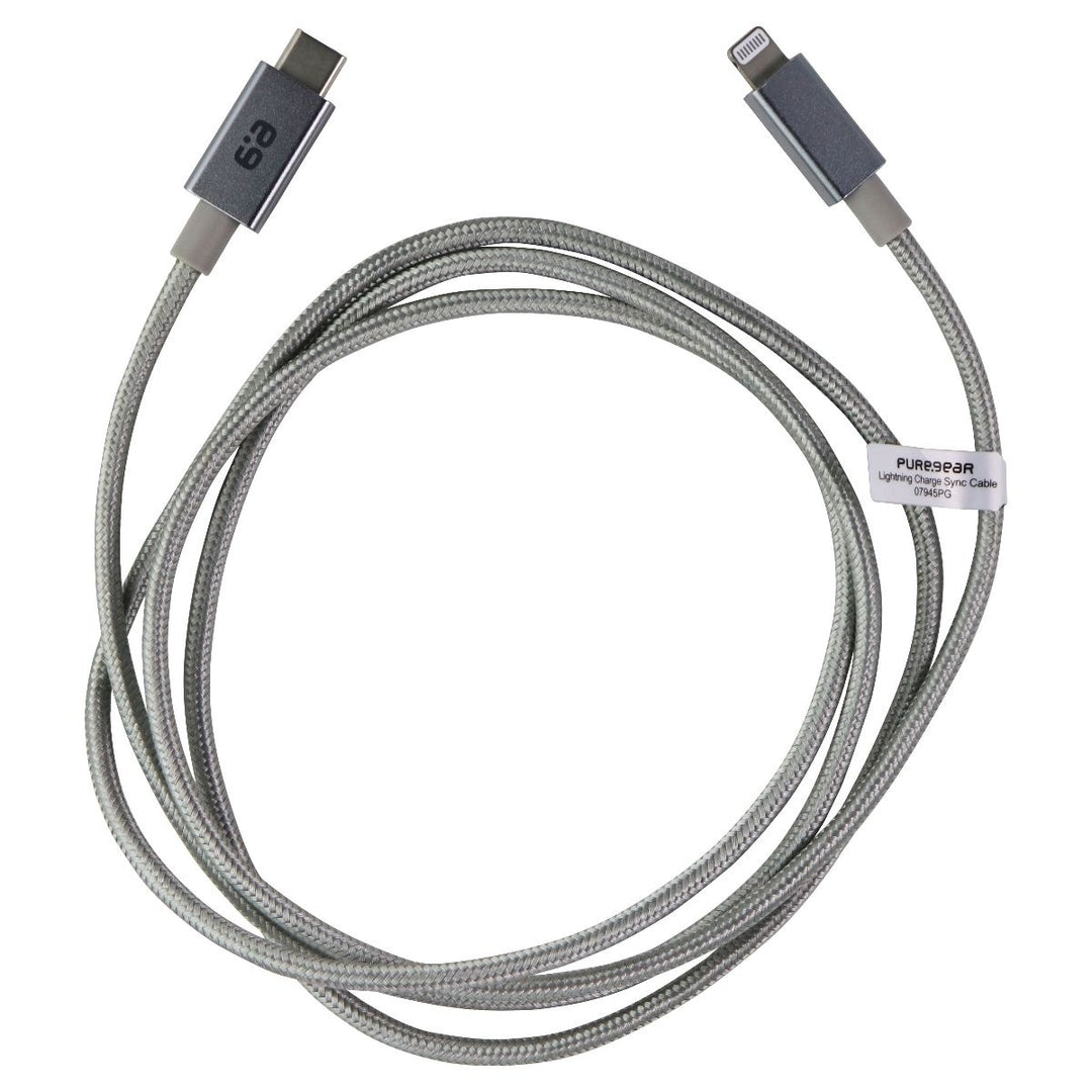 PureGear (4-Foot) Braided USB-C to Lightning 8-Pin Charge/Sync Cable - Gray Image 1