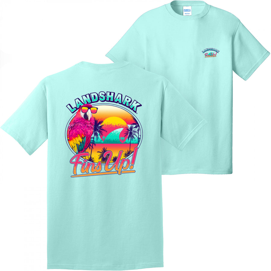 Margaritaville Landshark Parrot Fins Up! Front Back T-Shirt Image 1