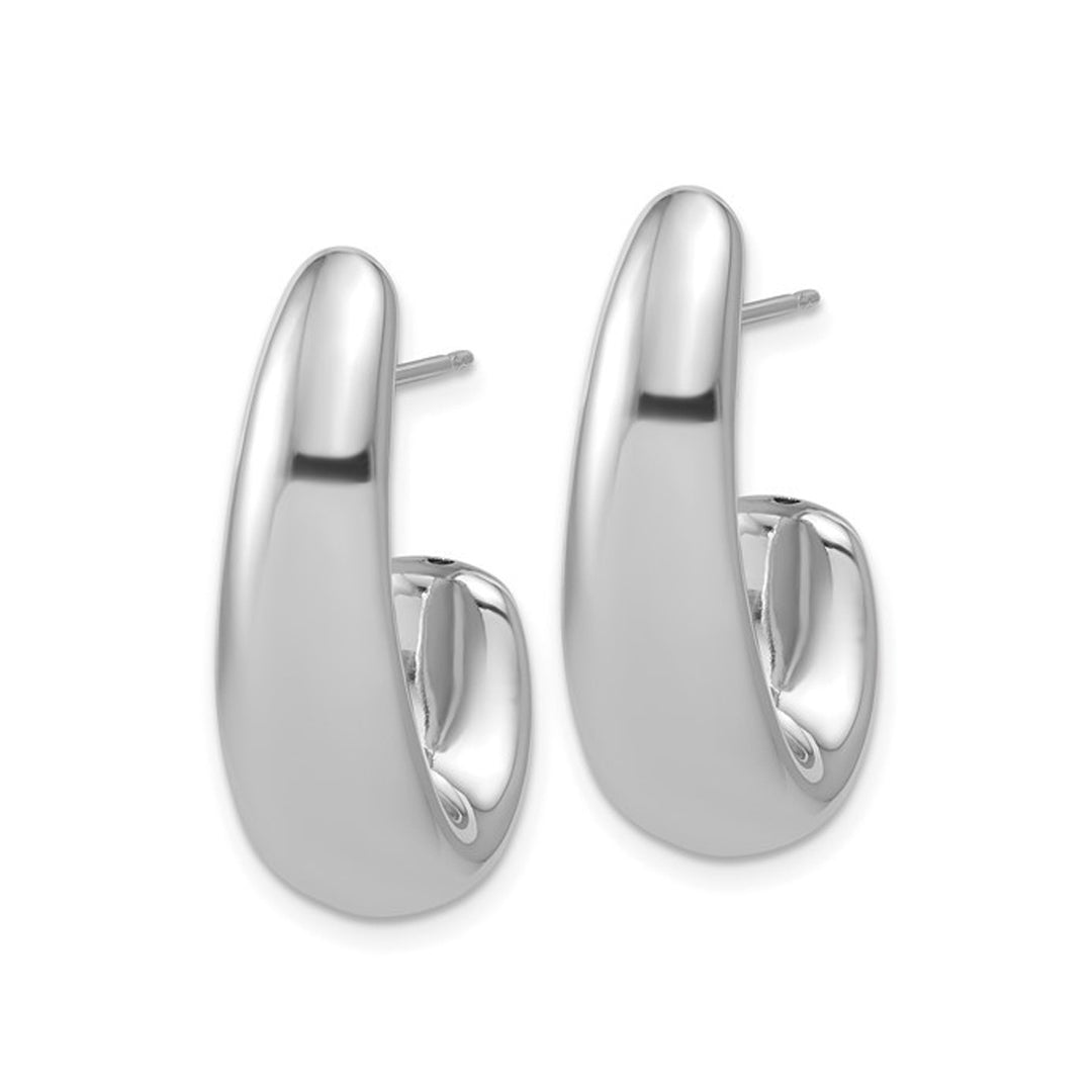 Sterling Silver Polished J-Hoop Earrings Image 3