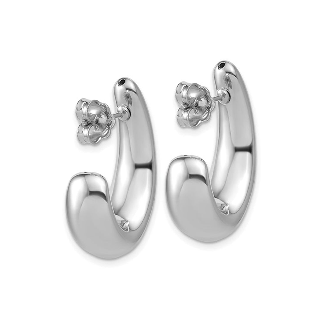 Sterling Silver Polished J-Hoop Earrings Image 4