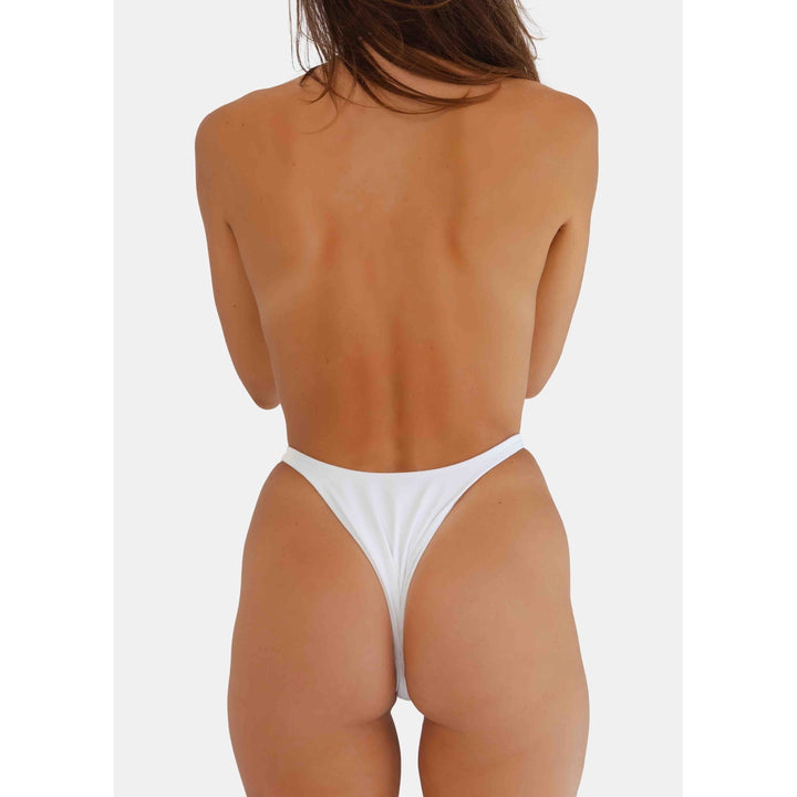 Ricci One Piece Swimsuit Sunblock White Slim Brief Open Back High Cut Size S Image 2