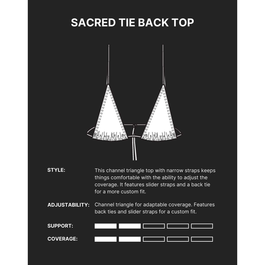 Sacred Tie Back Tassel Bikini Top Sea Salt White Adjustable Coverage Small Image 4