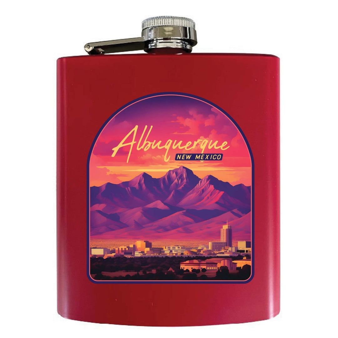 Alburqueque Mexico Design B Souvenir 7 oz Steel Flask Matte Finish Image 1