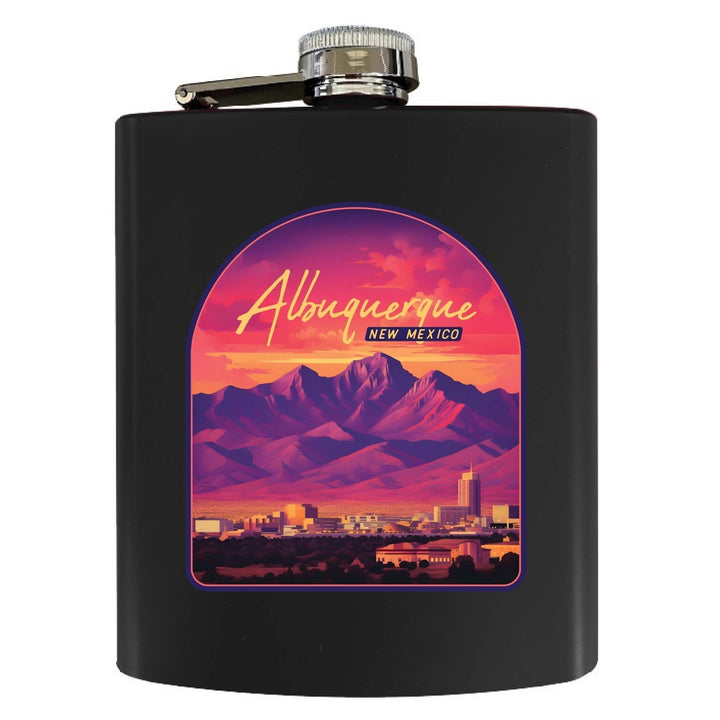 Alburqueque Mexico Design B Souvenir 7 oz Steel Flask Matte Finish Image 2