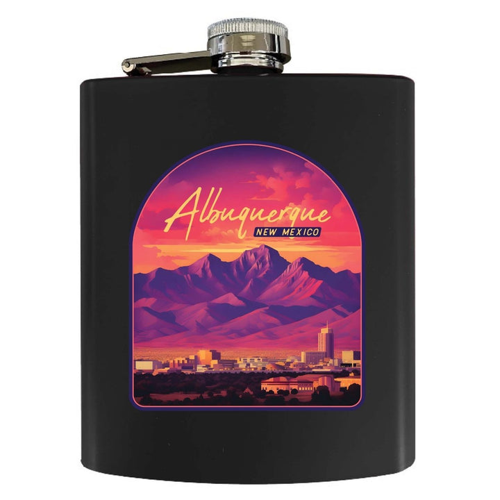 Alburqueque Mexico Design B Souvenir 7 oz Steel Flask Matte Finish Image 1