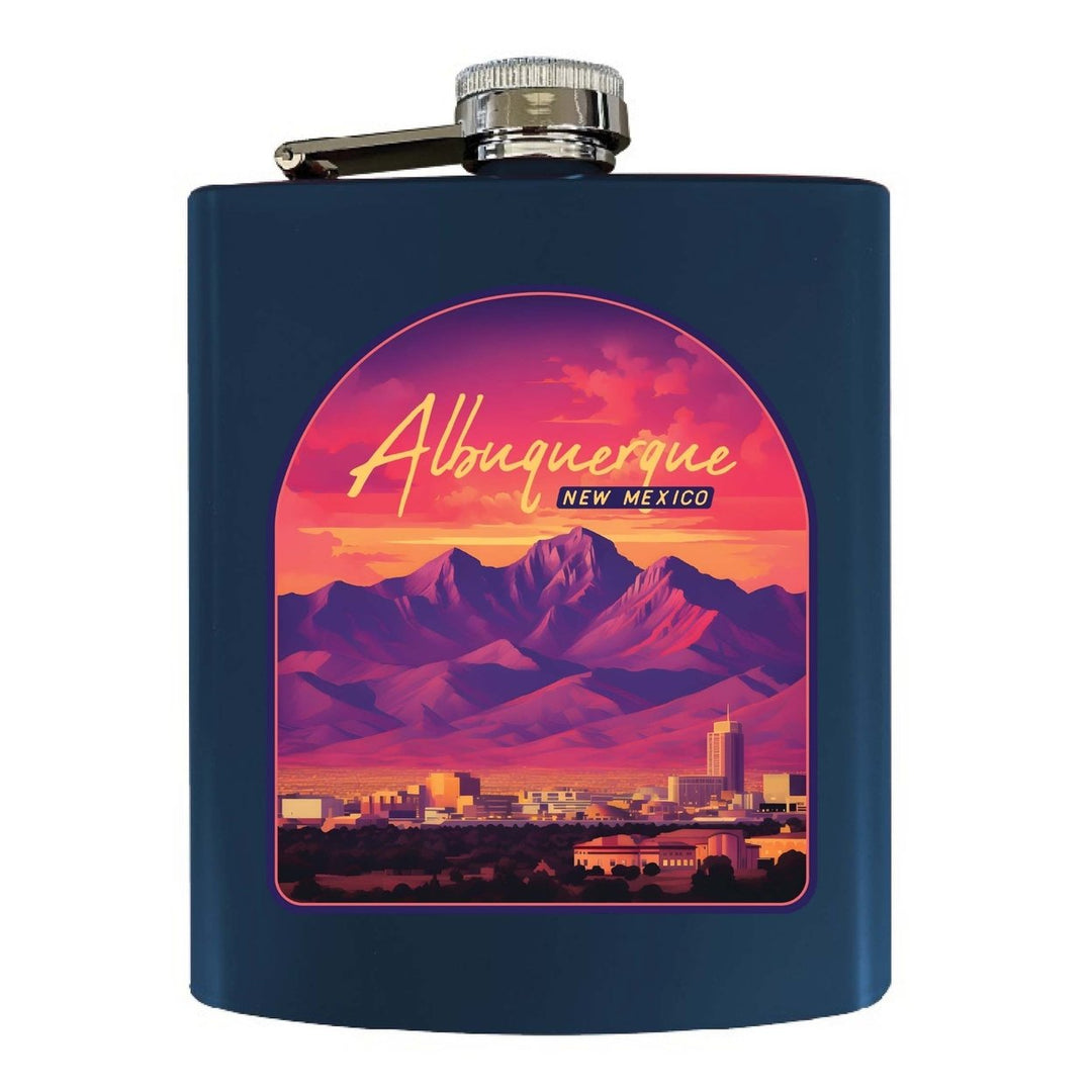 Alburqueque Mexico Design B Souvenir 7 oz Steel Flask Matte Finish Image 3