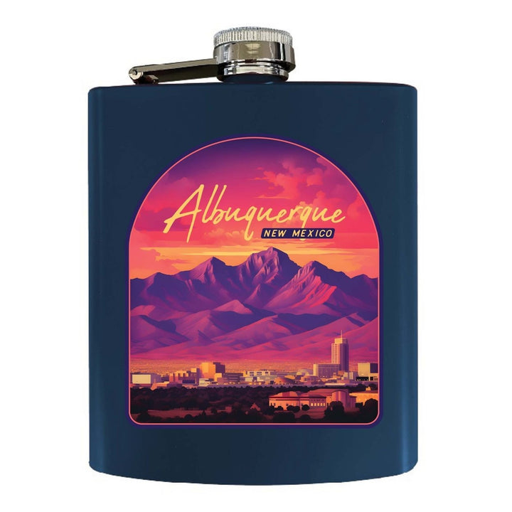 Alburqueque Mexico Design B Souvenir 7 oz Steel Flask Matte Finish Image 1