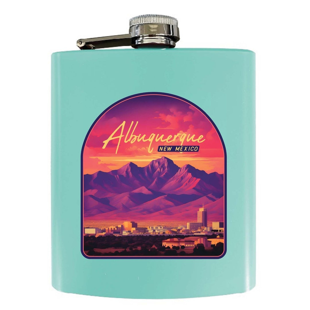 Alburqueque Mexico Design B Souvenir 7 oz Steel Flask Matte Finish Image 4