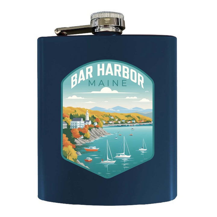 Bar Harbor Maine Design A Souvenir 7 oz Steel Flask Matte Finish Image 1