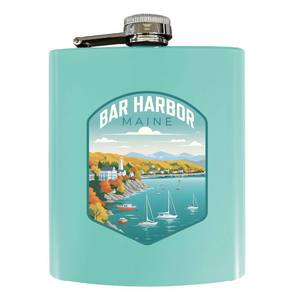 Bar Harbor Maine Design A Souvenir 7 oz Steel Flask Matte Finish Image 2