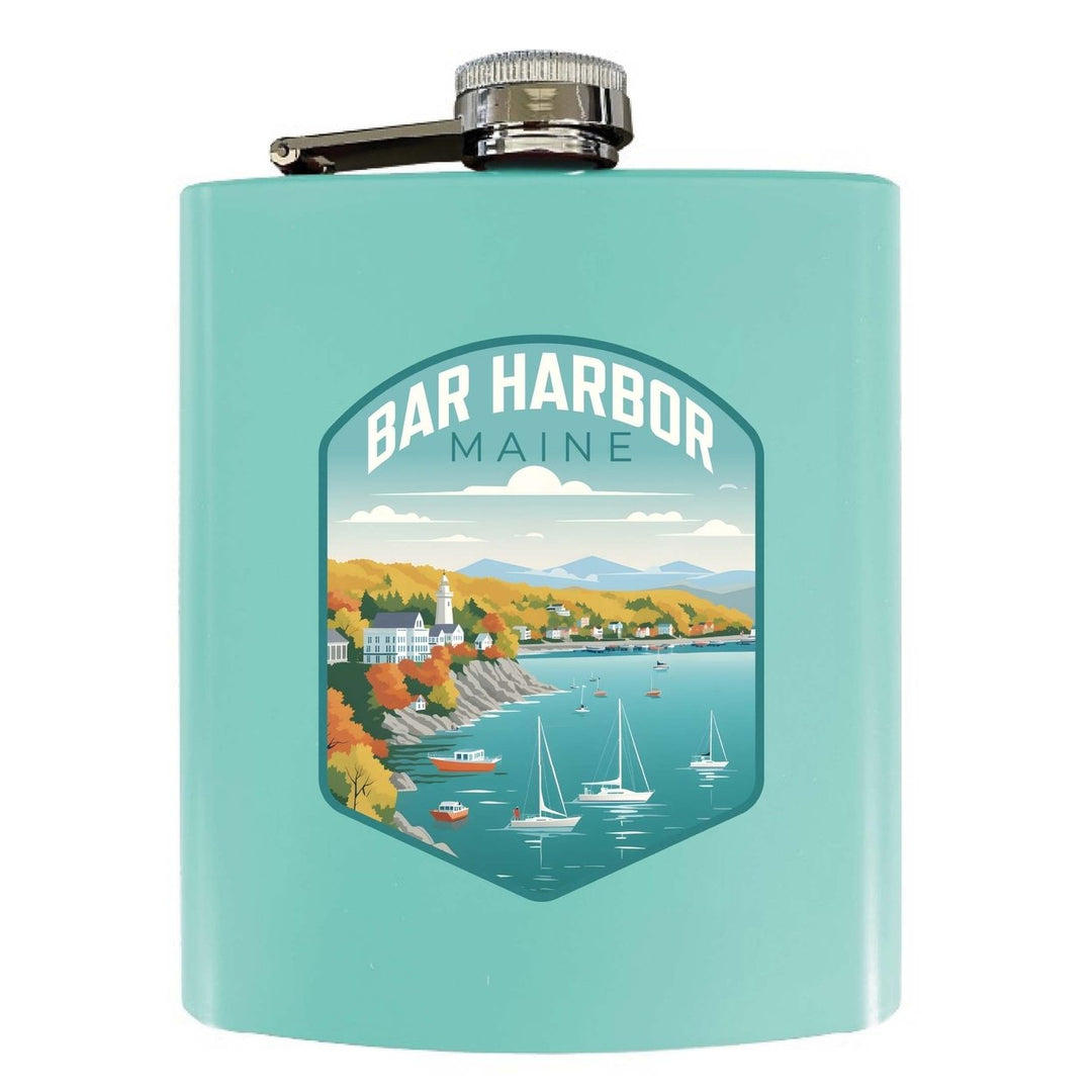 Bar Harbor Maine Design A Souvenir 7 oz Steel Flask Matte Finish Image 1